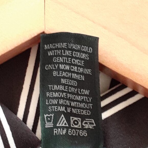 LRL Striped Satin Long Sleeve/Long Pant Pajama Set Black White Stripe Size M - Picture 15 of 15